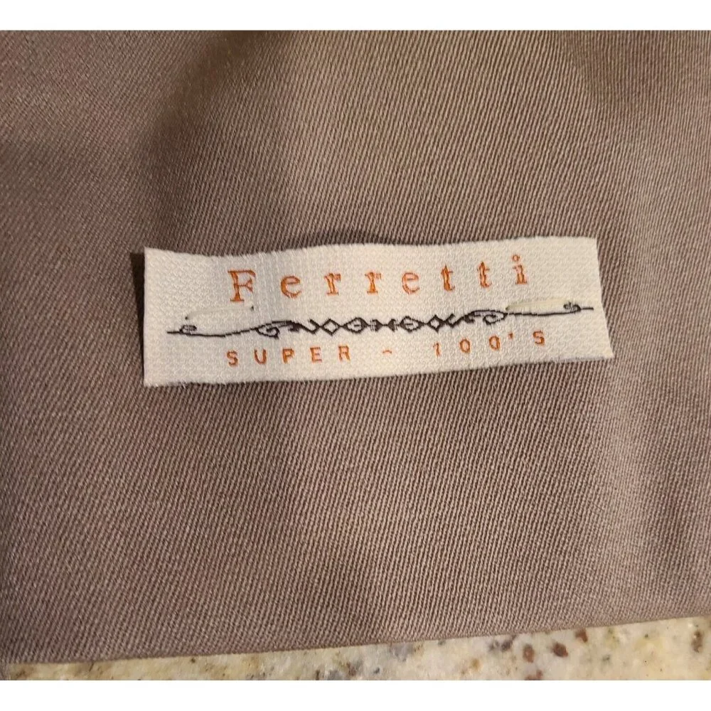 New! Ferretti Uomo Men’s Suit Blazer Tan Wool Size 40R 34W Oxford 100% Wool